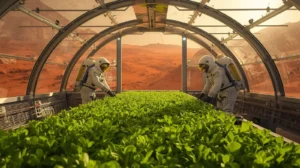 hydroponics farming on mars greenhouse future space agriculture concept