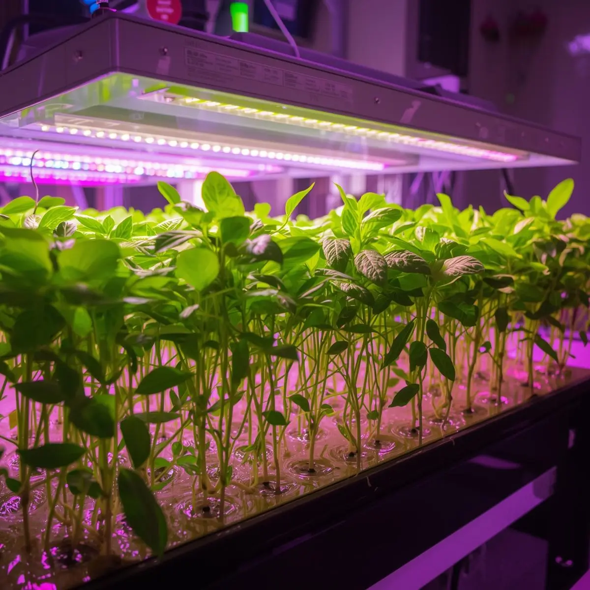 Hydroponic grow system with plants being nourished by nutrient solution