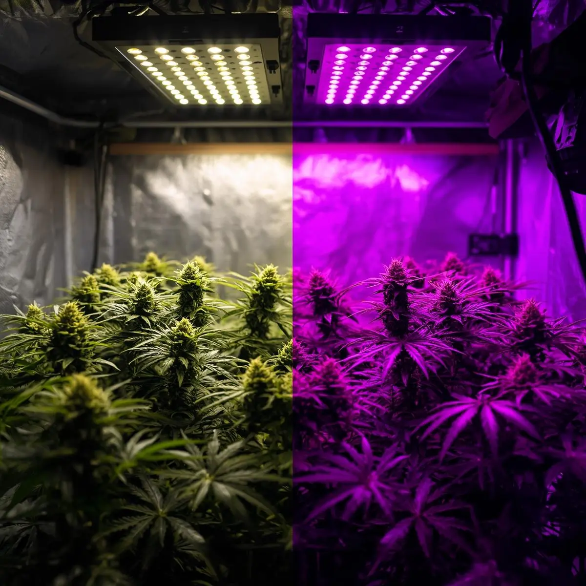 best full spectrum LED grow lights providing even coverage over an indoor plant canopy